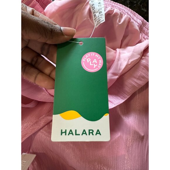 Halara Light Pink Metallic Semi Sheer Cargo Pants Drawstring Pockets XL NWT - Picture 3 of 12